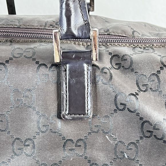 VTG Gucci Boston Monogam Duffle Brown Nylon Weekend/Travel Bag Unisex Y2K Rare - Picture 4 of 16